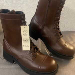 No Boundaries Rich Brown Lace-Up Combat Boots